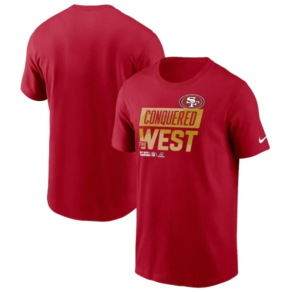 San francisco 49ers nike 2022 nfc west division champions locker room trophy collection t shirt Scarlet