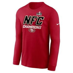 San francisco 49ers nike 2023 nfc champions iconic long sleeve t shirt Scarlet M