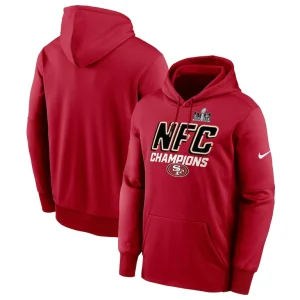 San francisco 49ers nike 2023 nfc champions iconic pullover hoodie – scarlet Multi