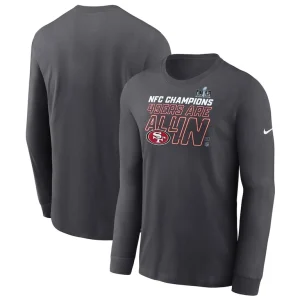 San francisco 49ers nike 2023 nfc champions locker room trophy collection long sleeve t shirt anthracite Multi