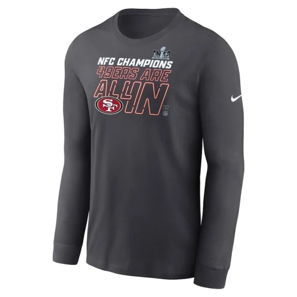 San francisco 49ers nike 2023 nfc champions locker room trophy collection long sleeve t shirt anthracite Multi M