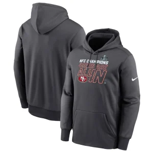 San francisco 49ers nike 2023 nfc champions locker room trophy collection pullover hoodie – anthracite Multi