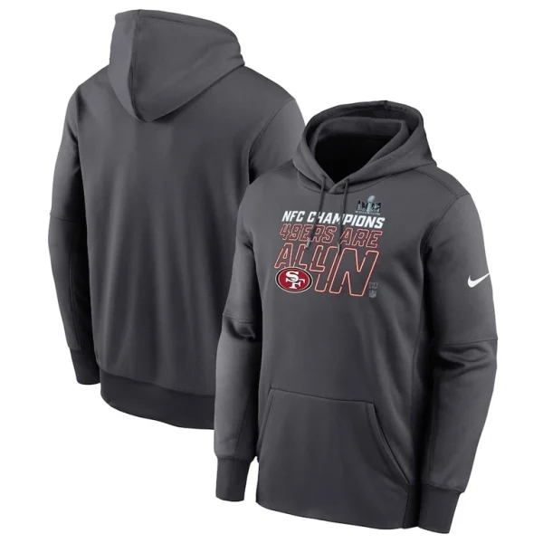 San francisco 49ers nike 2023 nfc champions locker room trophy collection pullover hoodie – anthracite Multi
