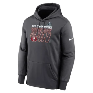 San francisco 49ers nike 2023 nfc champions locker room trophy collection pullover hoodie – anthracite Multi M