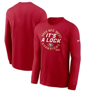 San francisco 49ers nike 2023 nfc west division champions locker room trophy collection long sleeve t shirt Scarlet