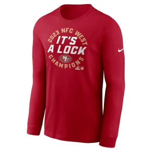 San francisco 49ers nike 2023 nfc west division champions locker room trophy collection long sleeve t shirt Scarlet M