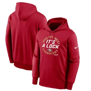 San francisco 49ers nike 2023 nfc west division champions locker room trophy collection pullover hoodie Scarlet