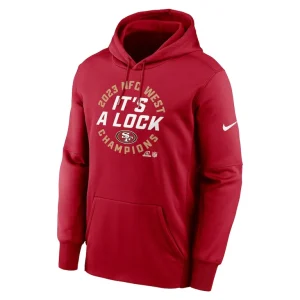 San francisco 49ers nike 2023 nfc west division champions locker room trophy collection pullover hoodie Scarlet M