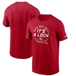 San francisco 49ers nike 2023 nfc west division champions locker room trophy collection t shirt Scarlet