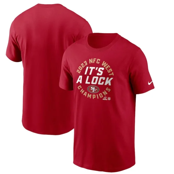 San francisco 49ers nike 2023 nfc west division champions locker room trophy collection t shirt Scarlet