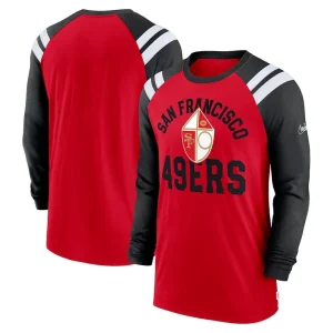 San francisco 49ers nike classic arc raglan tri blend long sleeve t shirt Scarletblack