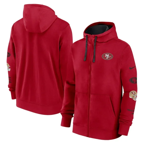 San francisco 49ers nike club full zip hoodie jacket Scarlet
