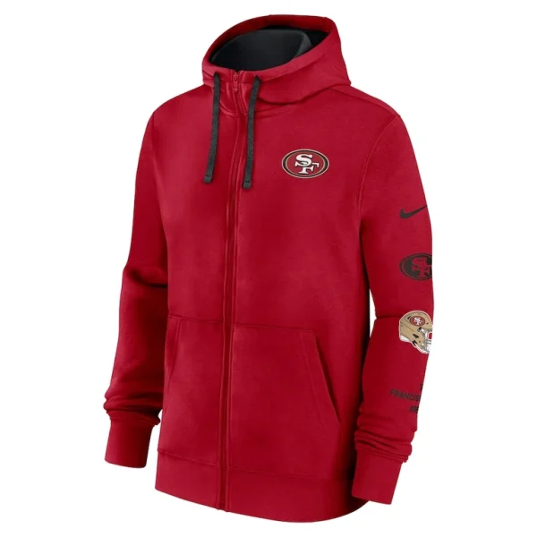 San francisco 49ers nike club full zip hoodie jacket Scarlet M