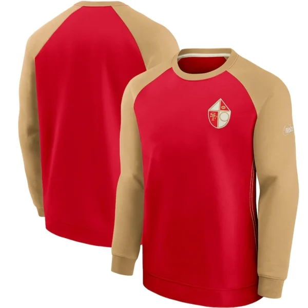 San francisco 49ers nike historic raglan crew performance sweater Scarletgold
