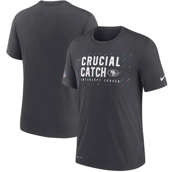 San francisco 49ers nike nfl crucial catch performance t shirt Charcoal