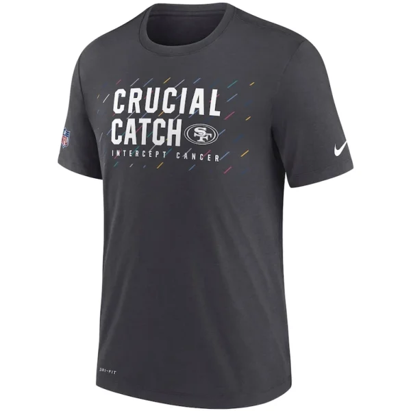 San francisco 49ers nike nfl crucial catch performance t shirt Charcoal M