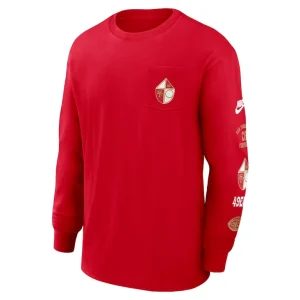 San francisco 49ers nike rewind heavy max 90 pocket long sleeve t shirt Scarlet M