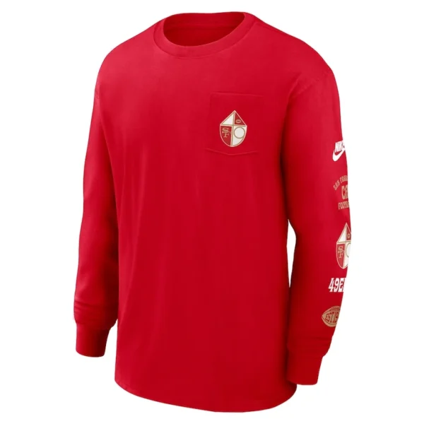 San francisco 49ers nike rewind heavy max 90 pocket long sleeve t shirt Scarlet M