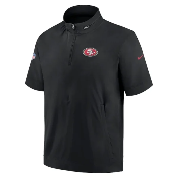San francisco 49ers nike sideline coach short sleeve hoodie quarter zip jacket Black M