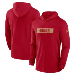 San francisco 49ers nike sideline hoodie performance long sleeve t shirt Scarlet
