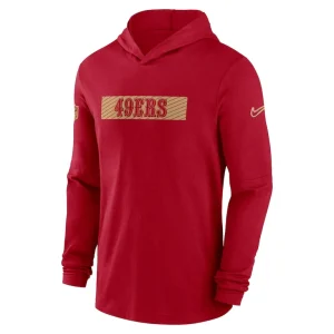 San francisco 49ers nike sideline hoodie performance long sleeve t shirt Scarlet M