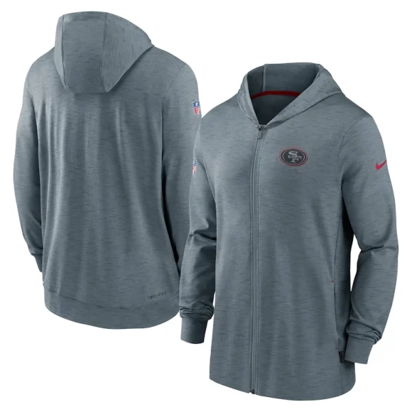 San francisco 49ers nike sideline team pop full zip hoodie jacket Heather gray