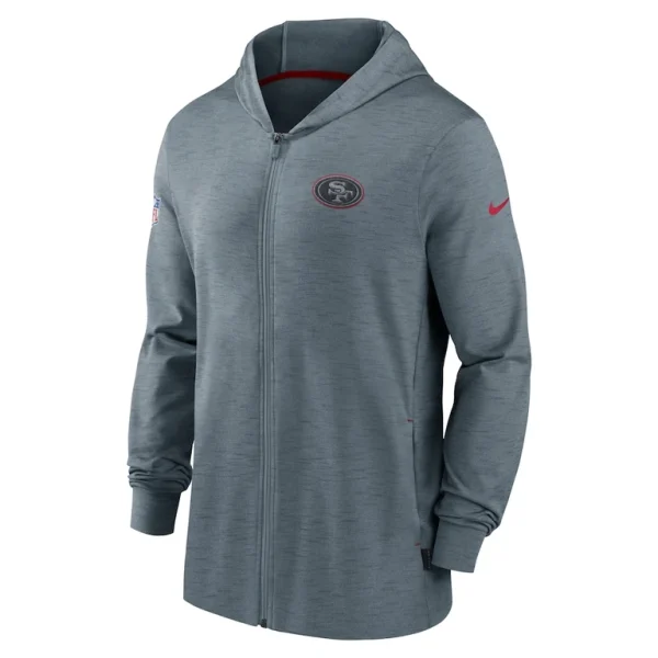 San francisco 49ers nike sideline team pop full zip hoodie jacket Heather gray M