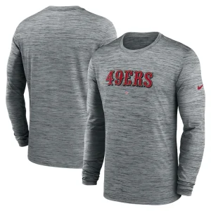 San francisco 49ers nike sideline team velocity performance long sleeve t shirt Heather gray