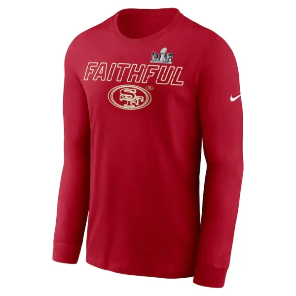 San francisco 49ers nike super bowl lviii local long sleeve t shirt Scarlet M