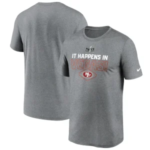 San francisco 49ers nike super bowl lviii logo lockup t shirt Heather gray