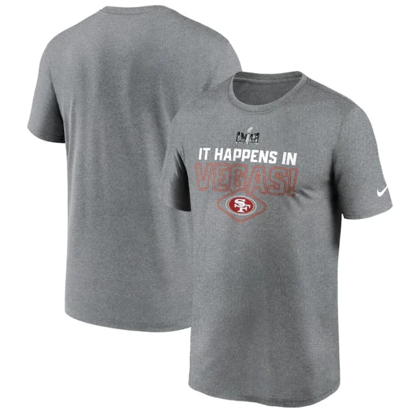 San francisco 49ers nike super bowl lviii logo lockup t shirt Heather gray