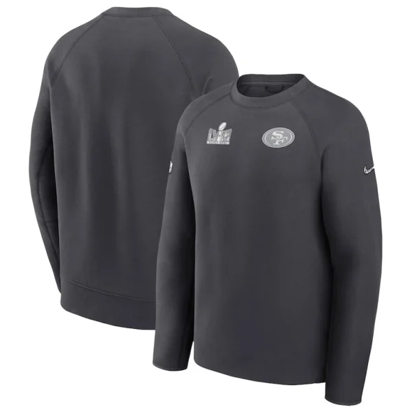 San francisco 49ers nike super bowl lviii opening night tech fleece pullover sweatshirt anthracite Multi