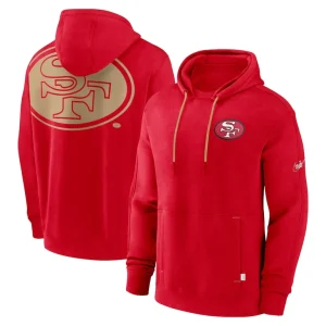 San francisco 49ers nike throwback layered logo statement pullover hoodie Scarlet
