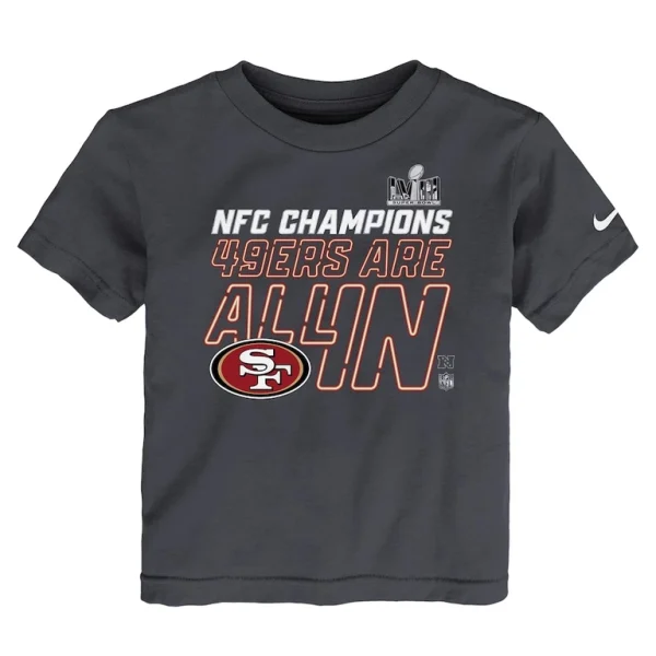 San francisco 49ers nike toddler 2023 nfc champions locker room trophy collection t shirt anthracite Multi 3T