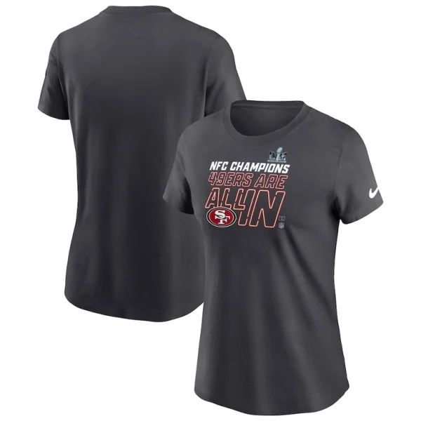 San francisco 49ers nike womens 2023 nfc champions locker room trophy collection t shirt anthracite Multi