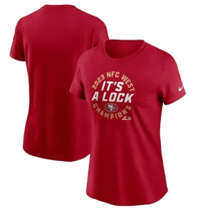 San francisco 49ers nike womens 2023 nfc west division champions locker room trophy collection t shirt Scarlet