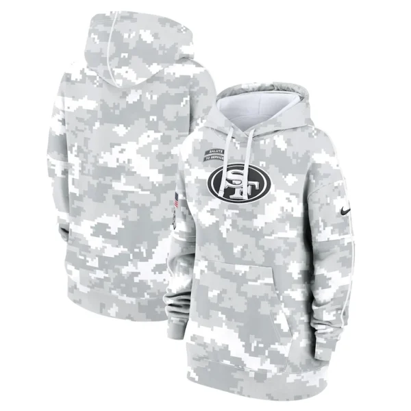 San francisco 49ers nike womens 2024 salute to service club fleece oversized pullover hoodie Arctic camo