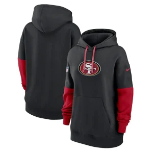 San francisco 49ers nike womens 2024 sideline essential fleece pullover hoodie Black