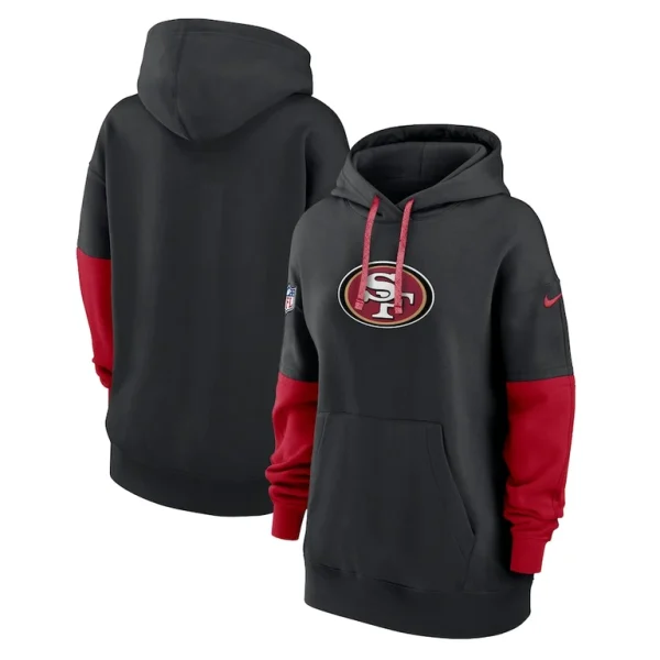 San francisco 49ers nike womens 2024 sideline essential fleece pullover hoodie Black