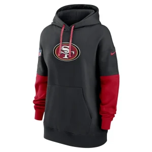 San francisco 49ers nike womens 2024 sideline essential fleece pullover hoodie Black S