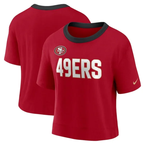 San francisco 49ers nike womens high hip fashion cropped top Scarlet