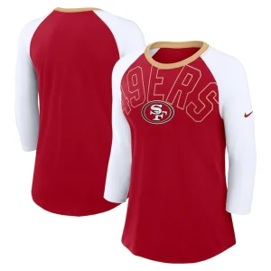 San francisco 49ers nike womens knockout arch raglan tri blend 34 sleeve t shirt Scarletwhite