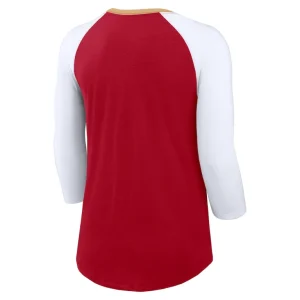 San francisco 49ers nike womens knockout arch raglan tri blend 34 sleeve t shirt Scarletwhite M