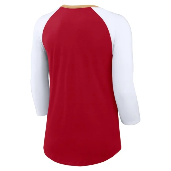 San francisco 49ers nike womens knockout arch raglan tri blend 34 sleeve t shirt Scarletwhite M