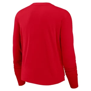 San francisco 49ers nike womens layered logo cropped long sleeve fashion t shirt Scarlet M