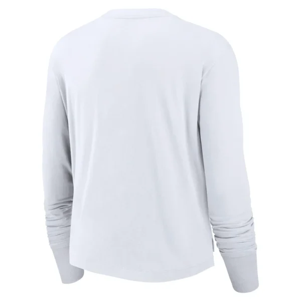 San francisco 49ers nike womens layered logo cropped long sleeve fashion t shirt White M