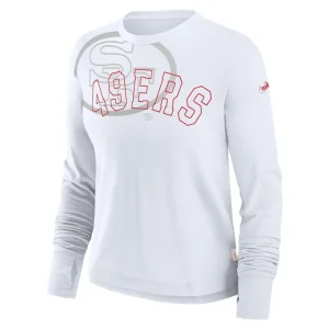 San francisco 49ers nike womens layered logo cropped long sleeve fashion t shirt White S
