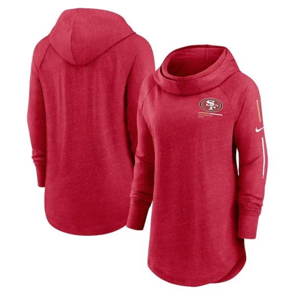 San francisco 49ers nike womens minimal statement lightweight raglan funnel neck pullover hoodie Scarlet