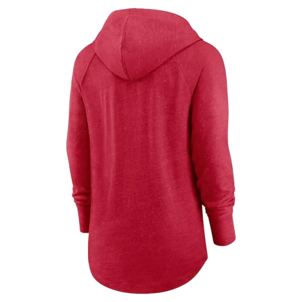 San francisco 49ers nike womens minimal statement lightweight raglan funnel neck pullover hoodie Scarlet M