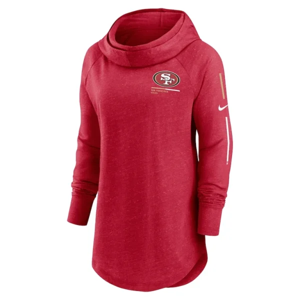 San francisco 49ers nike womens minimal statement lightweight raglan funnel neck pullover hoodie Scarlet S